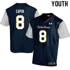 Notre Dame Fighting Irish Youth Cole Capen #8 Navy Under Armour Alternate Authentic Stitched College NCAA Football Jersey RFO4499GO